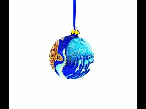 Sea Creatures Glass Ball Christmas Ornament,4 Inches