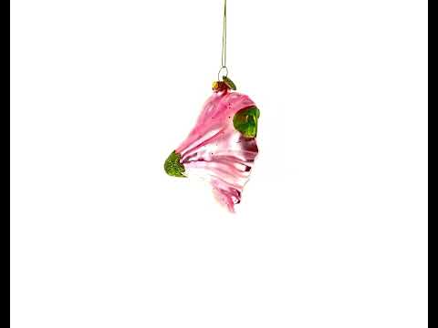 Vibrant Hummingbird with Hibiscus - Blown Glass Christmas Ornament