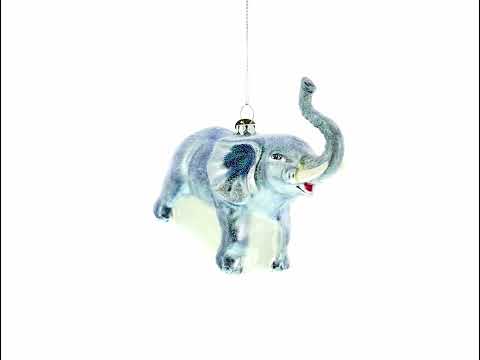 Elephant Blown Glass Christmas Ornament