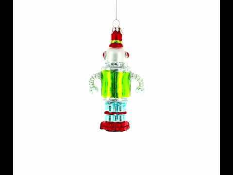 Whimsical Robot Blown Glass Christmas Ornament