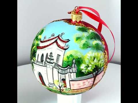 Adorno navideño con bola de cristal del Templo de la Literatura y la Universidad Nacional, Hanoi, Vietnam, 4 pulgadas