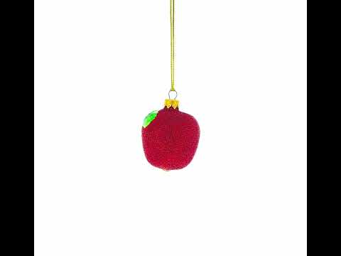 Glittered Red Apple Mini Glass Christmas Ornament