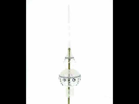 Dimensional Jewel Drops on White Chandelier Clear Blown Glass Christmas Tree Topper 11 Inches