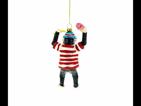 Monkey with Banana and Ice Cream Glass Christmas Ornament