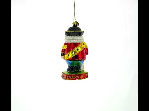 New Year Festive Nutcracker Blown Glass Christmas Ornament