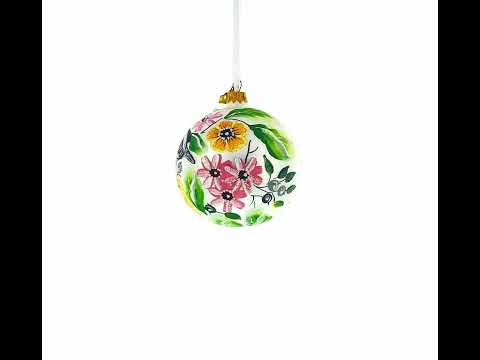 Birds Singing Extravaganza Glass Ball Christmas Ornament 4 Inches