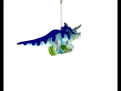 Sparkling Glittered Dinosaur - Blown Glass Christmas Ornament