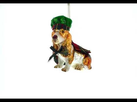 Dapper Spaniel Dog in Hat and Cape Glass Christmas Ornament