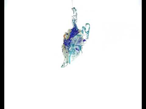Beaded Blue Coral Reef Fish - Exquisite Blown Glass Christmas Ornament