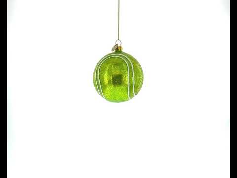 Tennis Ball Blown Glass Christmas Ornament