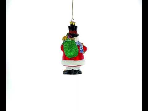 Snowman with Black Hat Blown Glass Christmas Ornament