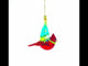 Scandinavian Gnome Sailing Atop a Cardinal Bird Blown Glass Christmas Ornament