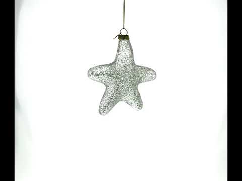 Radiant White Star "Love" Blown Glass Christmas Ornament