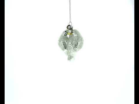 Romantic Two Doves in Heart - Blown Glass Christmas Ornament
