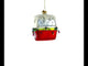 Adventurous Santa on Gondola with Skis Blown Glass Christmas Ornament