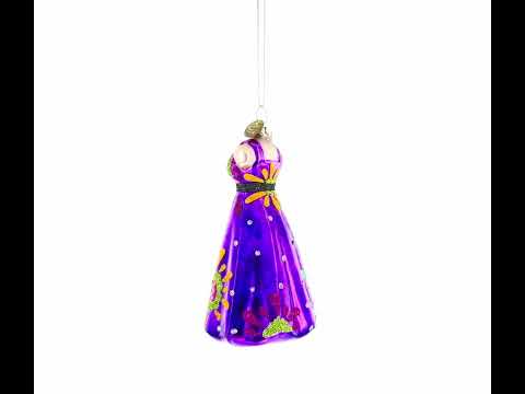 Elegante Vestido Morado - Adorno Navideño de Vidrio Soplado