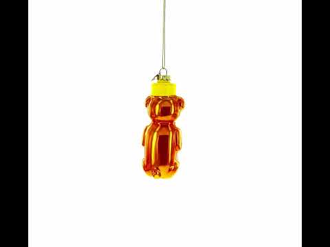 Honey Bear Bottle Blown Glass Christmas Ornament