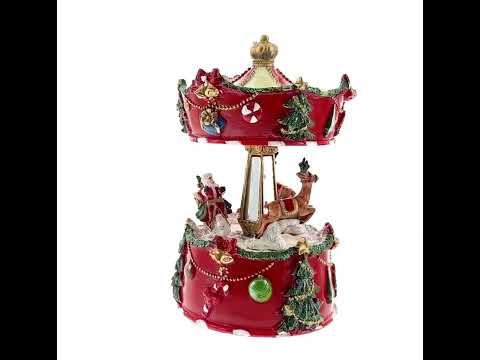 Merry Carousel Ride: Spinning Musical Christmas Figurine with Santa and Reindeer