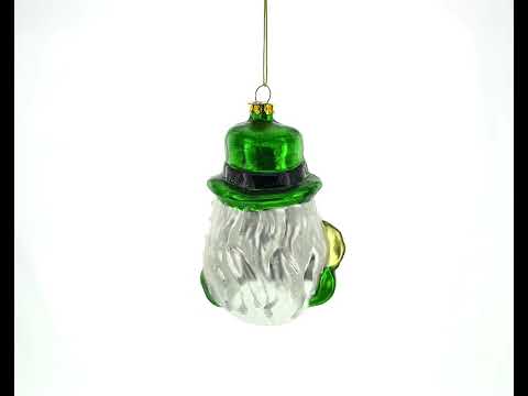 Irish Santa Blown Glass Christmas Ornament