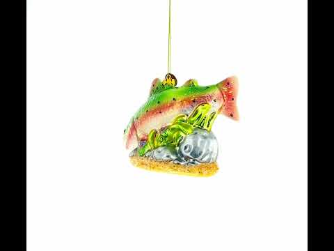 Lush Salmon Fish with Seaweed Blown Glass Christmas Ornament