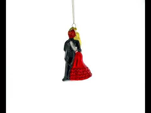 Graceful Dancing Couple Blown Glass Christmas Ornament