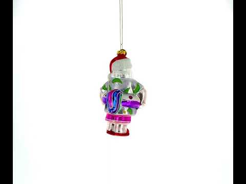 Santa Lounging in a Unicorn Floatie Glass Christmas Ornament