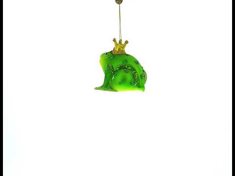 Regal Frog in Crown Blown Glass Christmas Ornament