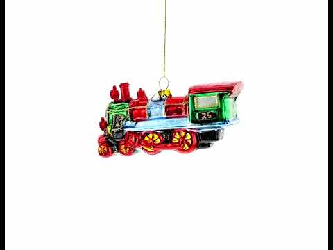 Steam Train Blown Glass Christmas Ornament