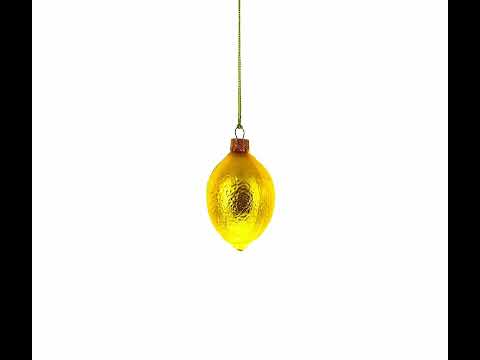 Lemon with Leaf Mini Glass Christmas Ornament