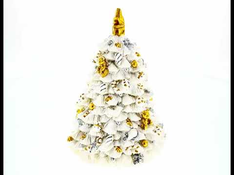 Whirling Winter Wonder: White Christmas Tree Spinning Musical Figurine