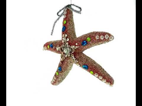 Radiant Sparkling Starfish Blown Glass Christmas Ornament