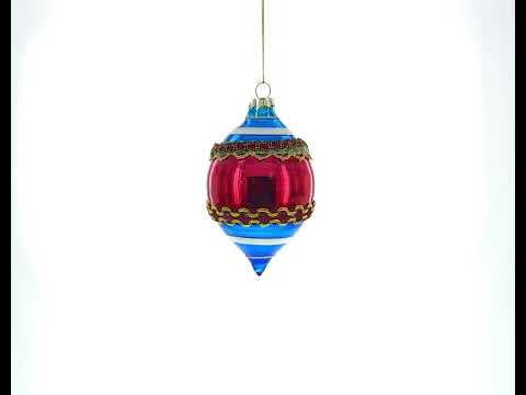 Retro Reflection Blue Retro-Inspired Blown Glass Christmas Ornament