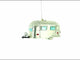 Camper Trailer with Awning Blown Glass Christmas Ornament