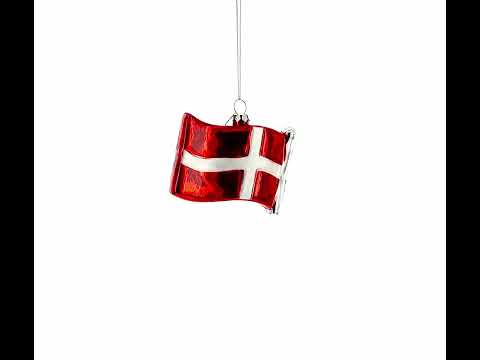 Waving Flag of Denmark Blown Glass Christmas Ornament