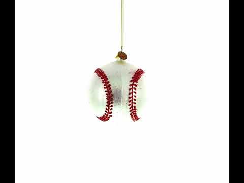 Home-Run Baseball Blown Glass Christmas Ornament