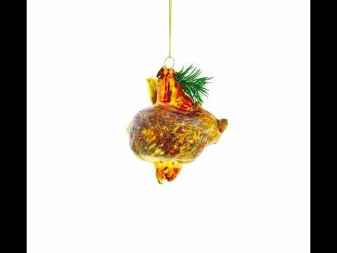 Curious Raccoon Climbing the Tree Glass Christmas Ornament