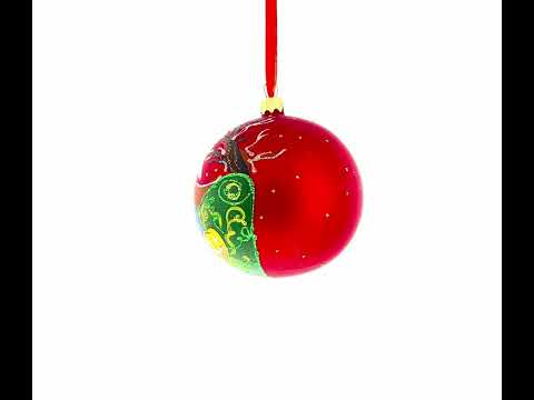 Ghosts and Haunted House Blown Glass Ball Halloween Ornament 4 Inches