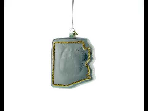 Arizona State Map and Symbols Blown Glass Christmas Ornament