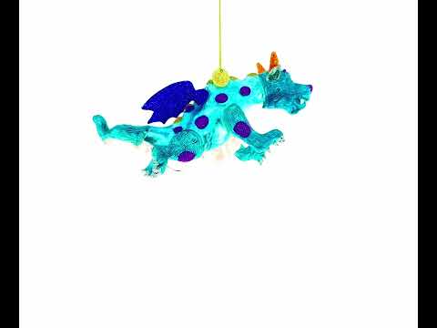 Majestic Flying Dragon Blown Glass Christmas Ornament