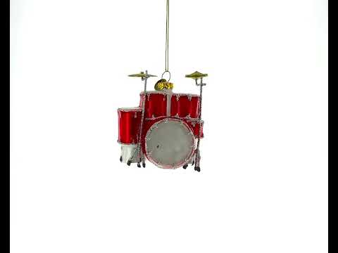 Rocking' Red Drum Kit Blown Glass Christmas Ornament