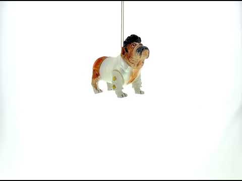 Rock 'n' Roll Elvis Bulldog Blown Glass Christmas Ornament