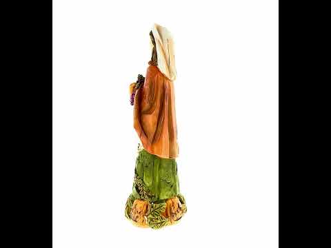 Pilgrim Woman Holding Horn of Plenty Cornucopia Thanksgiving Figurine