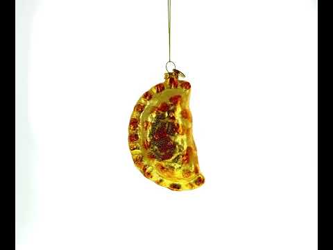 Delicious Dumpling Pierogi Blown Glass Christmas Ornament