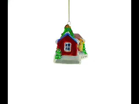 Neighborly Welcome House Blown Glass Christmas Ornament