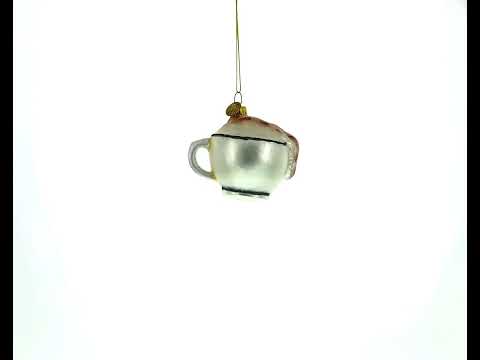 Steaming Cappuccino Cup Blown Glass Christmas Ornament