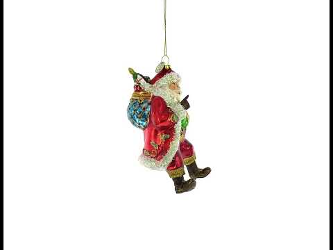 Santa's Midnight Gift Delivery Glass Christmas Ornament