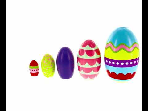 Juego de 5 coloridos huevos de Pascua, muñecas anidadas de madera Pysanky de 5 pulgadas