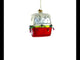 Adventurous Santa on Gondola with Skis - Blown Glass Christmas Ornament