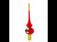 Holy Family Nativity Scene on Red Blown Glass Christmas Tree Topper 11 Inches