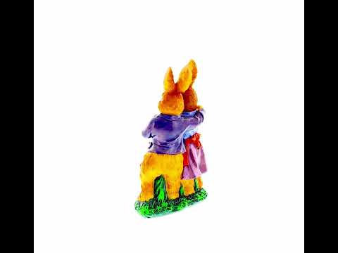 Loving Bunny Duo with Festive Easter Basket Figurine